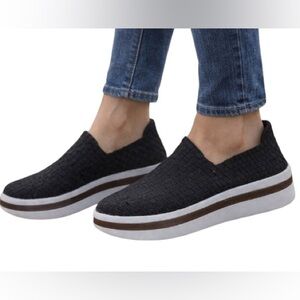 Steve Madden Black Woven Platform Slip-Ons